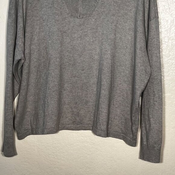 Haven Well Within Gray Mock Neck Sweater Top XL 90% Cotton 10% Cashmere flaw - Picture 6 of 16
